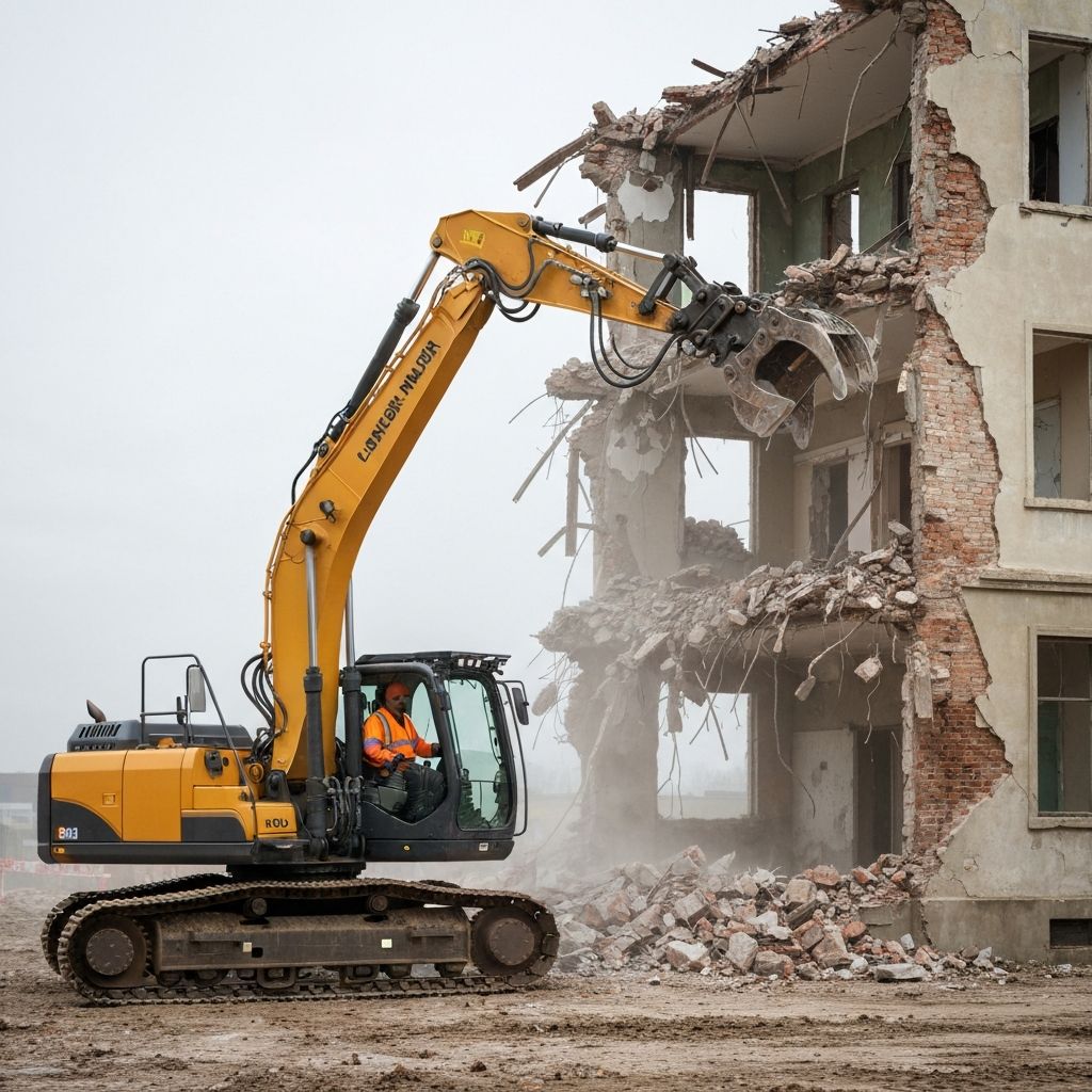 Building demolition in progress